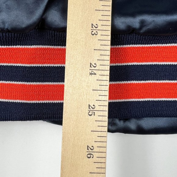 VTG 90s Swingster Chicago Bear Satin Jacket Medium Blue Snap Button NFL Football - Picture 11 of 13